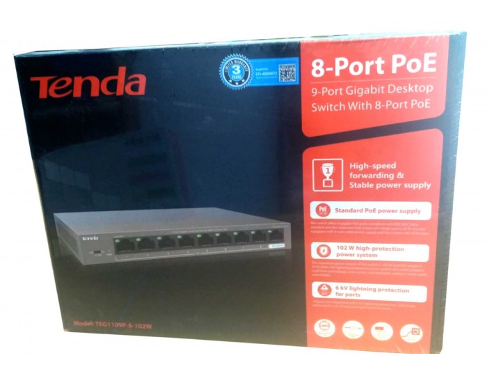 Tenda Poe Switch 8 Port Giga 1109tp (tef1109 63w)